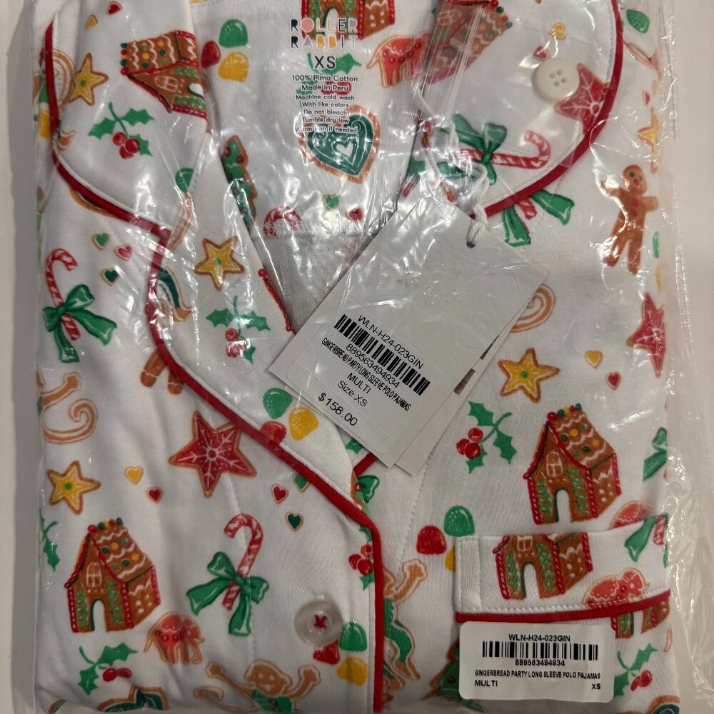 NWT Roller Rabbit Gingerbread Party Pajamas